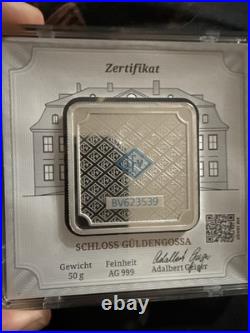 50 Gram Geiger Edelmetalle. 999 Silver Bullion Square Bar In Sealed Assay Case