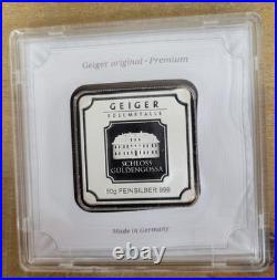 50 Gram Geiger Square Silver. 999 Fine Silver. Original Premium