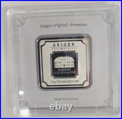 50 Gram Geiger Square Silver. 999 Fine Silver. Original Premium
