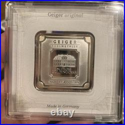 50 gram Silver Bar Geiger Edelmetalle (Original Square Assay) Security Line