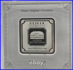 50 gram Silver Square Geiger Edelmetalle (Encapsulated withAssay) #1976