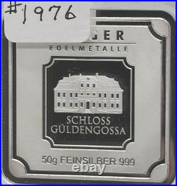 50 gram Silver Square Geiger Edelmetalle (Encapsulated withAssay) #1976