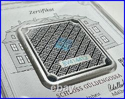 50g Silver Geiger Edelmetalle Square German Bar Serialized And Sealed In Assay