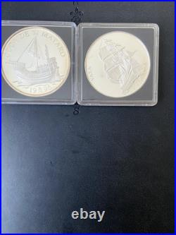 51.1g PURE SILVER Lot Spain 5 ECU & Liberia $20 Vasa Ship KM# 971 KM# 485 Proof