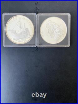 51.1g PURE SILVER Lot Spain 5 ECU & Liberia $20 Vasa Ship KM# 971 KM# 485 Proof