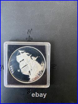 51.1g PURE SILVER Lot Spain 5 ECU & Liberia $20 Vasa Ship KM# 971 KM# 485 Proof