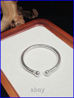 52mm Handmade 999 Fine Silver Cuff Solid 32.8g Adjustable Open Bangle