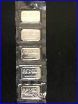 5 APMEX Original American Eagle 1 Troy oz. 999 Fine Sealed Solid Silver Bars