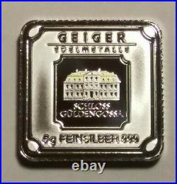 5 Gram Geiger Square Silver Bars Full Sealed Box of 30