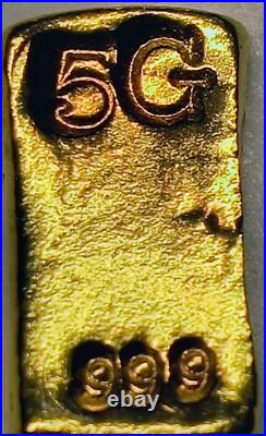 5 Gram Solid 24ct Gold Bar 999.9 Pure Fine Bullion Poured Nugget Cast AU