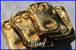 5 Gram Solid 24ct Gold Bar 999.9 Pure Fine Bullion Poured Nugget Cast AU