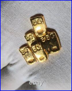 5 Gram Solid 24ct Gold Bar 999.9 Pure Fine Bullion Poured Nugget Cast AU