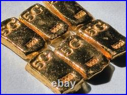 5 Gram Solid 24ct Gold Bar 999.9 Pure Fine Bullion Poured Nugget Cast AU