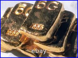 5 Gram Solid 24ct Gold Bar 999.9 Pure Fine Bullion Poured Nugget Cast AU