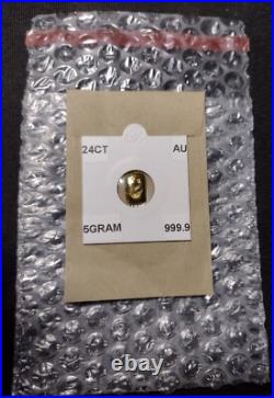 5 Gram Solid 24ct Gold Bar 999.9 Pure Fine Bullion Poured Nugget Cast AU