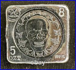 5 Oz 999 Silver Hayleybug Mint Skullerfly Square #08/200