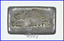 5 Oz Silver Bar Silver Towne Vintage Poured Rectangle 6190