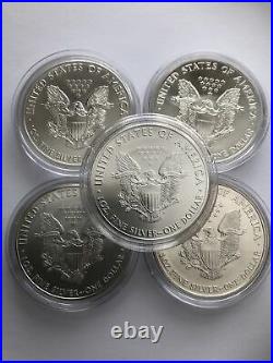 5 x 1oz of Solid. 999 Silver American Eagle Coins 1990/94 + 2009/16/20