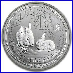 5 x 2011 Lunar Rabbit Silver 50 Cent Coin 1/2 ounce 999 solid silver coin NEW