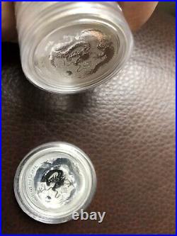5 x 2012 Lunar Dragon Silver 50 Cent Coin 1/2 ounce 999 solid silver coin NEW