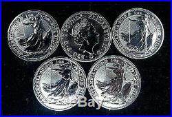5 x 2018 1oz Solid Silver UK Britannia Coins from sealed tube