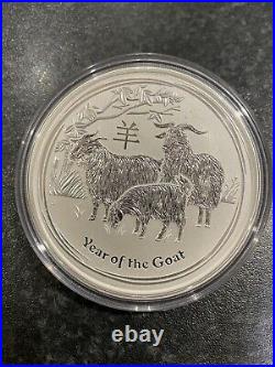 5oz Year Of The Goat 2015.999 Solid Silver Coin, Perth Mint Lunar Series 2