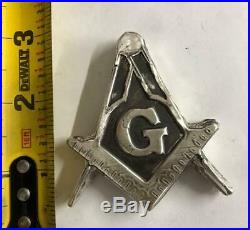 6.2 Troy Oz. Masonic Compass & Square Large Hand Poured. 999 Fine Silver
