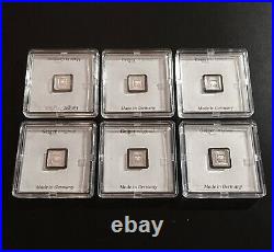 (6) Geiger 1 gram Silver Square Bars Encapsulated with Assay 6 Sequential SN's