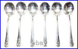 6 Lunt Pendant Of Fruit Cream Soup Bullion Spoons Sterling Silver 6 1/4, 226 g