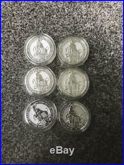 6 X 2oz Queens Beast Black Bull, Pure Solid Silver. 999 2018