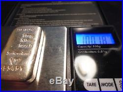 6 X Metalor 100 Gram. 999 Pure Solid Silver Bars Preowned Vg No Certificates