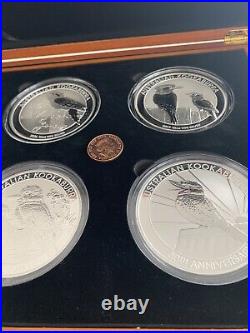 6 solid silver 10oz kookaburra Coins in presentation box, date run 2015-2020