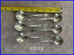 6pcs Antique Tiffany & Co. Broomcorn Sterling Silver Bullion Spoon 5 3/8 195 G
