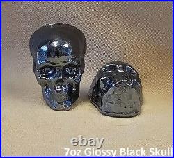 7oz YPS 3D 999 Fine Solid Silver BLACK SKULL Yeager's Poured Silver
