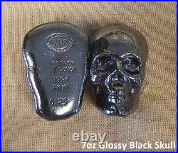 7oz YPS 3D 999 Fine Solid Silver BLACK SKULL Yeager's Poured Silver