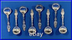 8 Antique Gorham Whiting Sterling Silver 209.1 Grams Lily 5 Inch Bullion Spoons