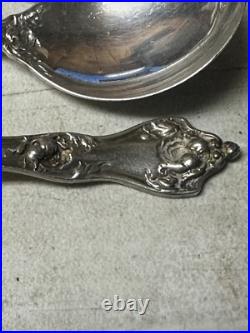 8 Reed & Barton 1905 Intaglio Sterling Silver Bullion Cream Soup Spoons No Mono