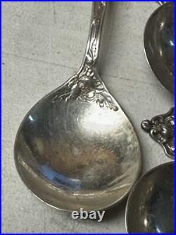 8 Reed & Barton 1905 Intaglio Sterling Silver Bullion Cream Soup Spoons No Mono
