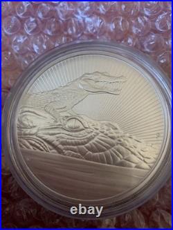 999 10oz Silver Solid Crocodile Australia Coin 2019 with Our Dear Queen. Rare