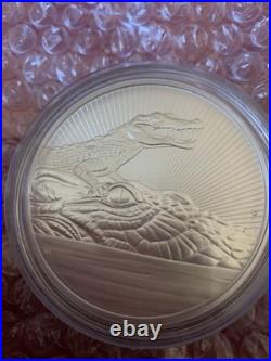 999 10oz Silver Solid Crocodile Australia Coin 2019 with Our Dear Queen. Rare