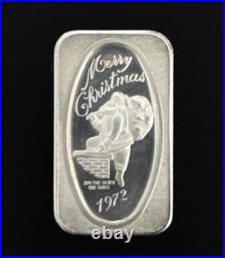 999 Fine Silver Vintage Santa Claus Father Christmas 1972 One Ounce Solid Bar