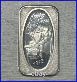 999 Fine Silver Vintage Santa Claus Father Christmas 1972 One Ounce Solid Bar