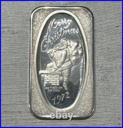 999 Fine Silver Vintage Santa Claus Father Christmas 1972 One Ounce Solid Bar