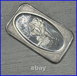 999 Fine Silver Vintage Santa Claus Father Christmas 1972 One Ounce Solid Bar