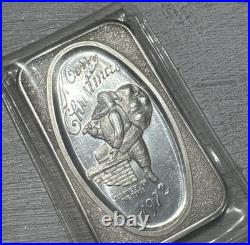 999 Fine Silver Vintage Santa Claus Father Christmas 1972 One Ounce Solid Bar