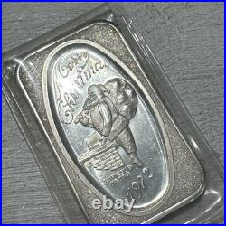 999 Fine Silver Vintage Santa Claus Father Christmas 1972 One Ounce Solid Bar
