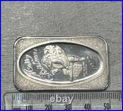 999 Fine Silver Vintage Santa Claus Father Christmas 1972 One Ounce Solid Bar