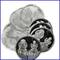 999 Ganesha Lakshmi / Laxmi Pure Silver Solid Ten Gram Coins (Set of Ten Coin)