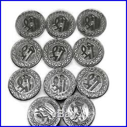 999 Ganesha Lakshmi / Laxmi Pure Silver Solid Ten Gram Coins (Set of Ten Coin)