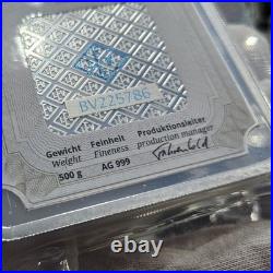 999 Silver 500 Gram Geiger Edelmetalle Square Bar (Germany) Sealed 1/2 Kilo